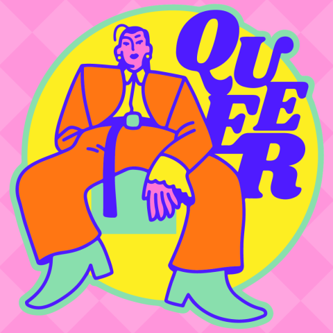 Queer person sitting