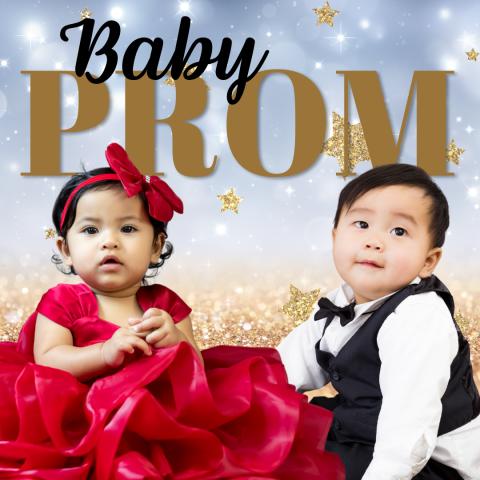 Baby Prom. Two adorable babies dressed in fancy clothes.