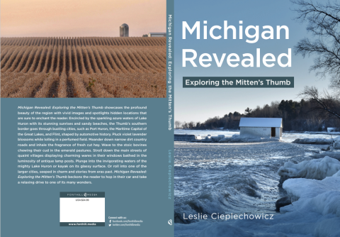 cover and back cover of Michigan Revealed, showing a house in the snow and farmland