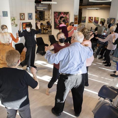 Group of seniors dancing