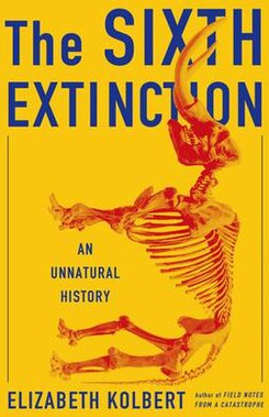 yellow cover with red skeleton and title, "The Sixth Extinction: An Unnatural History"