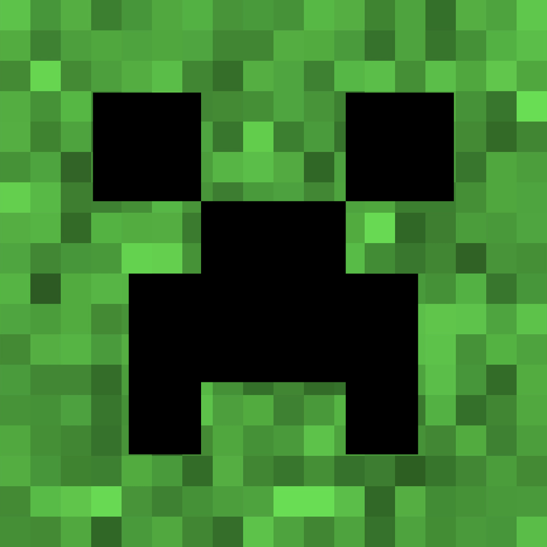 pixelated black facial features on a pixelated green background