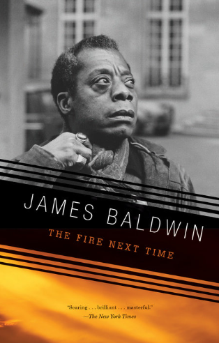 photograph of James Baldwin above the title of book 